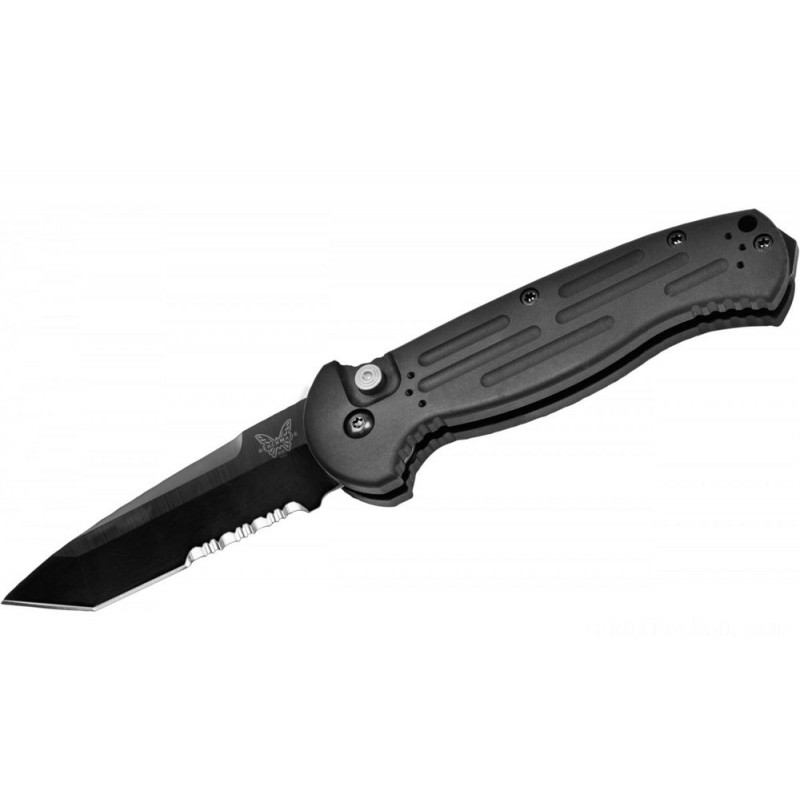 Benchmade AFO II Automotive Foldable Blade 3.56 Dark Combo Tanto Cutter, Aluminum Takes Care Of - 9052SBK
