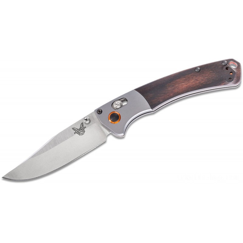 Benchmade Pursuit Mini Crooked Stream Foldable Knife 3.4 S30V Satin Ordinary Cutter, Dymondwood Handles with Aluminum Reinforces - 15085-2