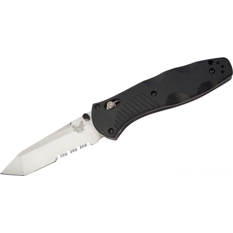 Benchmade 583S Barrage AXIS-Assisted Folding Blade 3.6 Silk Tanto Combination Blade, Black Valox Manages