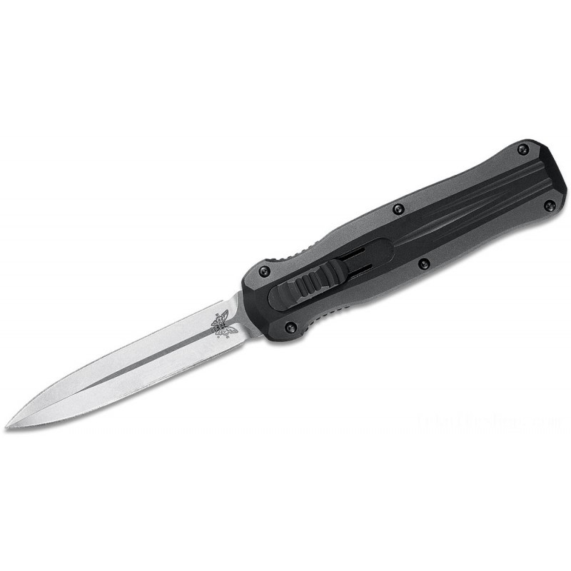 Benchmade 3320 Pagan Vehicle OTF 3.96 Stonewash Double Side Blade, Aluminum Deals With