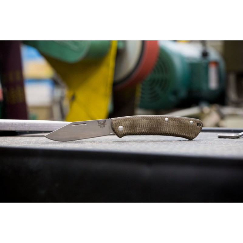 Year-End Clearance Sale - Benchmade 318 Proper Slipjoint Folding Blade 2.82 Satin S30V Clip Time Blade, Dark Brown Canvas Micarta Handles - Blowout:£61[linf224nk]