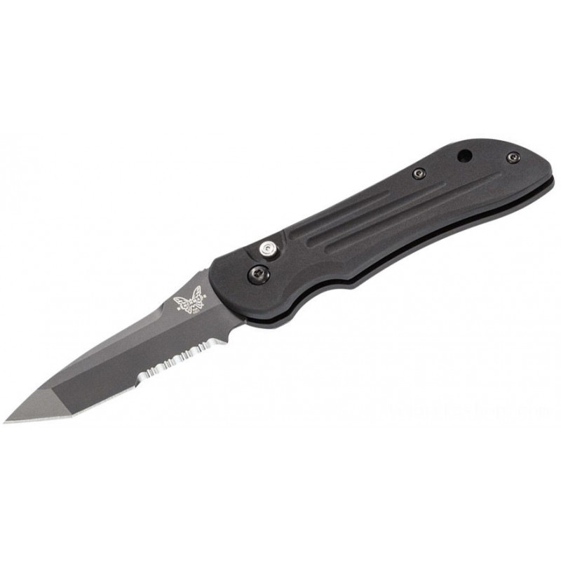 Benchmade Mini Auto-Stryker 2.95 154CM Black Combination Tanto Cutter, Light Weight Aluminum Manages - 9501SBK