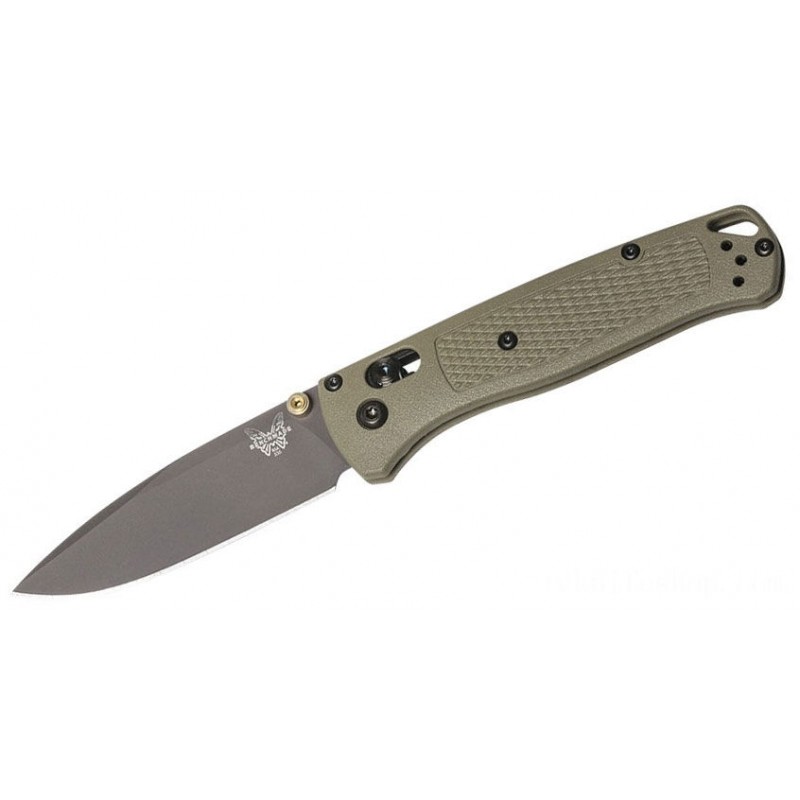 Benchmade Bugout Center Collapsable Knife 3.24 S30V Smoked Gray Ordinary Cutter, Ranger Green Grivory Takes Care Of - 535GRY-1