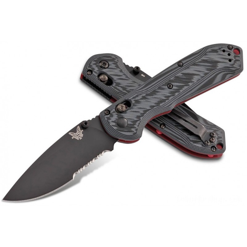 Benchmade Freek Folding Knife 3.6 Dark Cerakoted CPM-M4 Combo Cutter, Black/Gray G10 Deals With - 560SBK-1