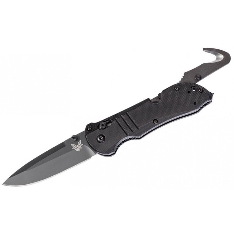 Benchmade 917BK Tactical Triage Saving Folding Blade 3.48 S30V Dark Ordinary Blade, Dark G10 Manages, Safety And Security Cutter, Glass Buster