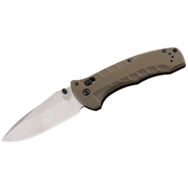 Benchmade Turret Collapsable Knife 3.7 S30V Satin Plain Blade, Olive Drab G10 Handles - 980