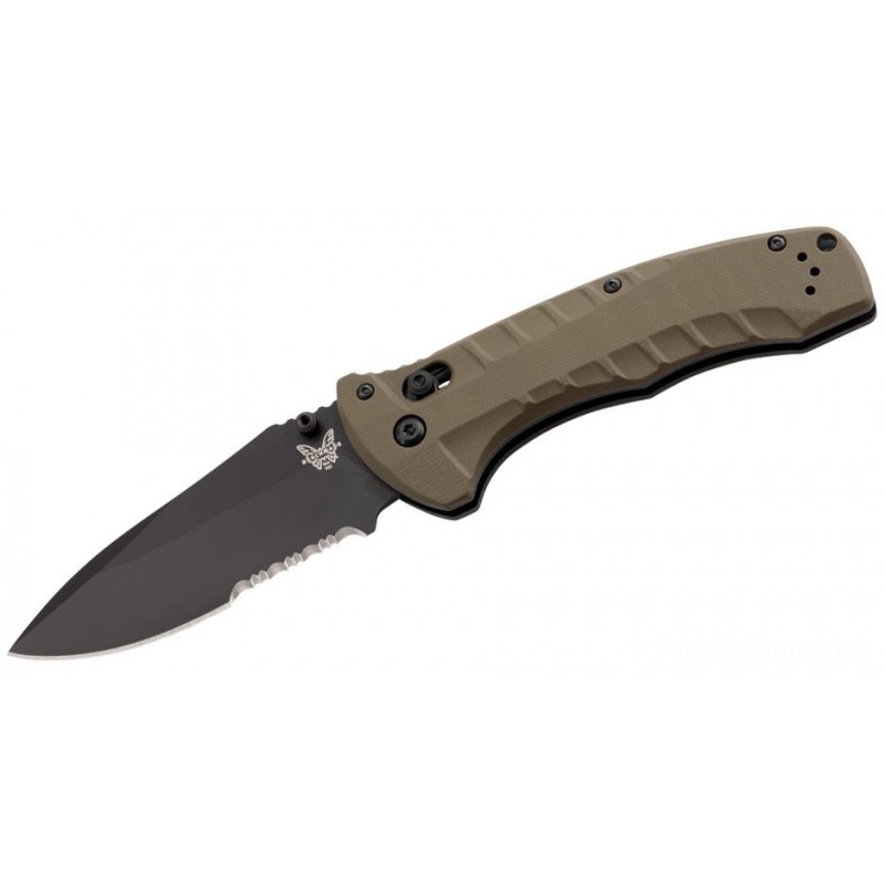 Benchmade Turret Folding Knife 3.7 S30V  Combination Blade, Olive Drab G10 Manages - 980SBK