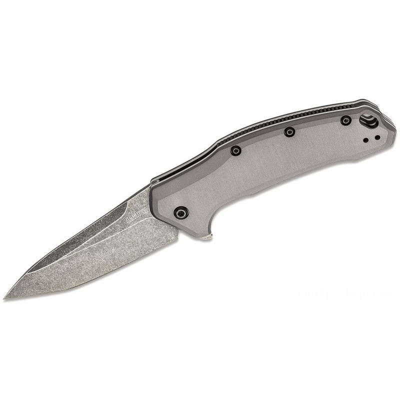 Kershaw 1776TGRYBW Hyperlink Assisted Flipper Knife 3.25 Blackwash Ordinary Tanto Blade, Gray Aluminum Handles