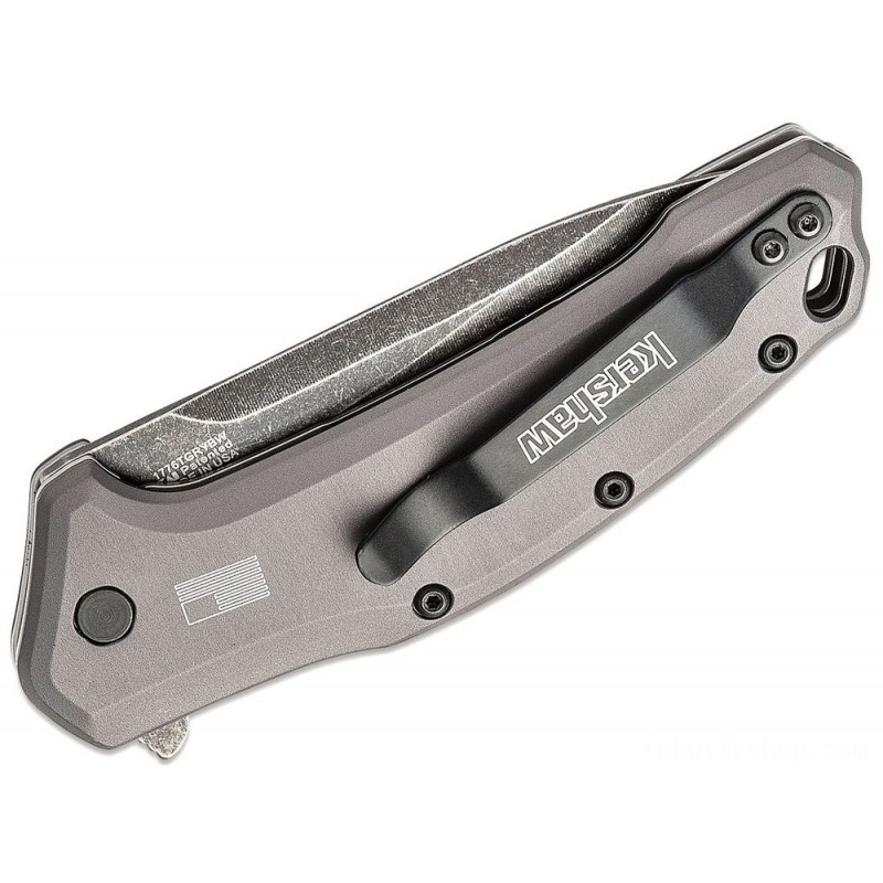 Blowout Sale - Kershaw 1776TGRYBW Link Assisted Flipper Blade 3.25 Blackwash Ordinary Tanto Cutter, Gray Light Weight Aluminum Deals With - X-travaganza Extravagance:£38