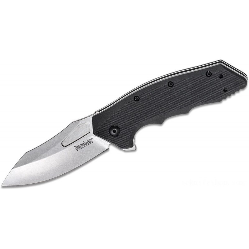 Kershaw 3930 Flitch Assisted Fin 3.25 Stonewashed Sheepsfoot Blade, GFN Manages
