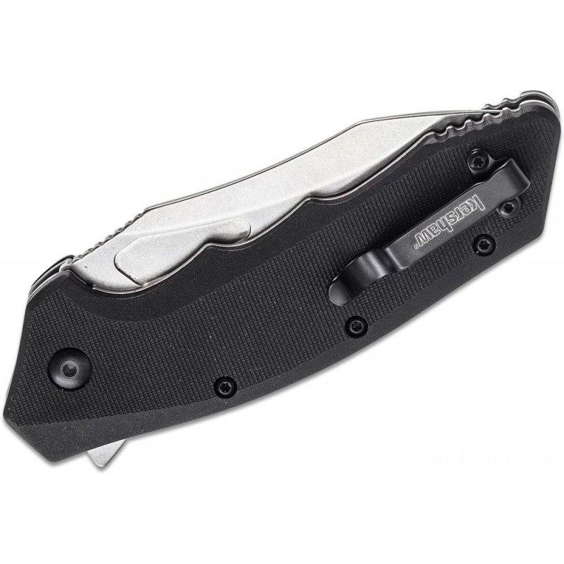 Kershaw 3930 Flitch Assisted Fin 3.25 Stonewashed Sheepsfoot Cutter, GFN Handles