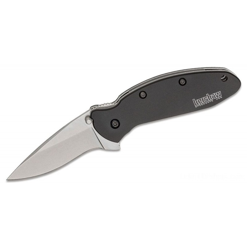 Kershaw 1620SWBLK Ken Onion Scallion Assisted Flipper Knife 2.25 Stonewashed Plain Blade, African-american Aluminum Deals With