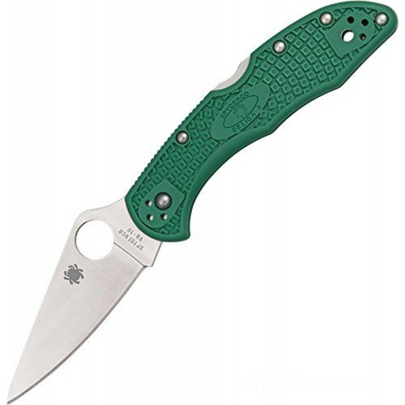 Spyderco Delica 4 C11F Lightweight Flat Ground Plain Edge Collapsable Blade (Environment-friendly).
