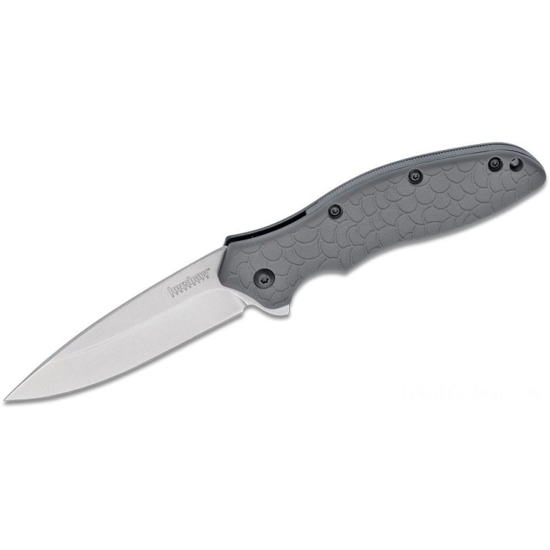 Kershaw 1830GRYSW Oso Sweet Assisted Fin Blade 3.1 Stonewashed Plain Cutter, Gray GFN Handles