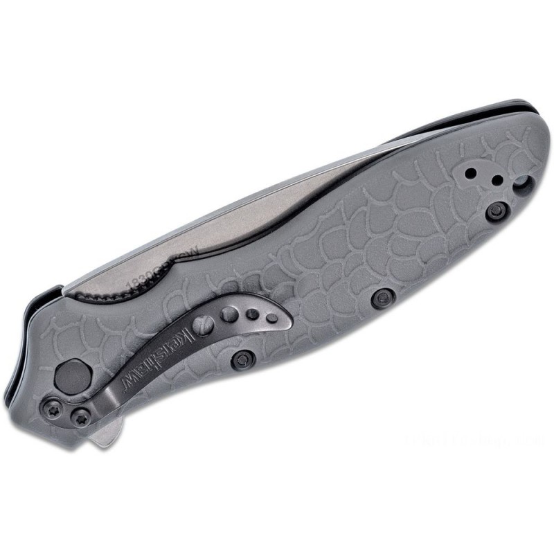 Kershaw 1830GRYSW Oso Sweet Assisted Fin Knife 3.1 Stonewashed Plain Blade, Gray GFN Handles
