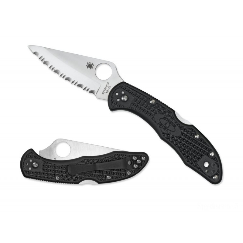 Buy One Get One Free - Spyderco Delica 4 FRN African-american Combination/Plain/Spyder Side. - End-of-Year Extravaganza:£53