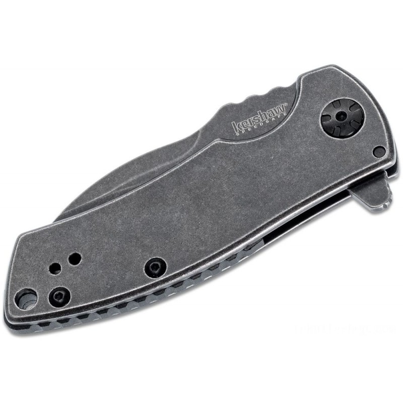Kershaw 3450BW Les George Spline Assisted Fin 2.9 Blackwashed Blade and also Stainless-steel Manages