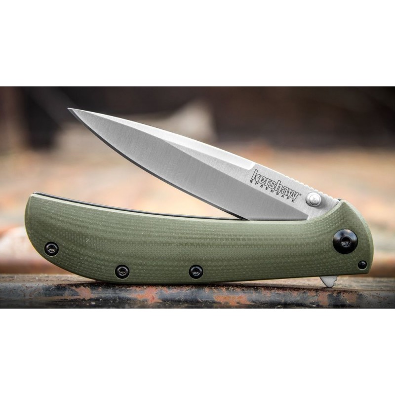 Kershaw 2335GRN Al Mar AM-3 Assisted Flipper 3.125 Silk Harpoon Factor Blade, Eco-friendly G10 and African-american Stainless-steel Manages