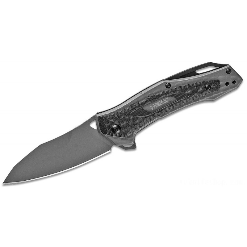 Kershaw 2460 Vedder Assisted Fin 3.25 Gray Sheepsfoot Cutter, Gray Steel Handles along with G10 Overlays