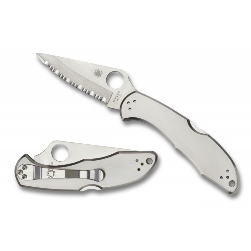 Back to School Sale - Spyderco Delica 4 Stainless-steel Combination/Plain/Spyder Edge. - Online Outlet X-travaganza:£66