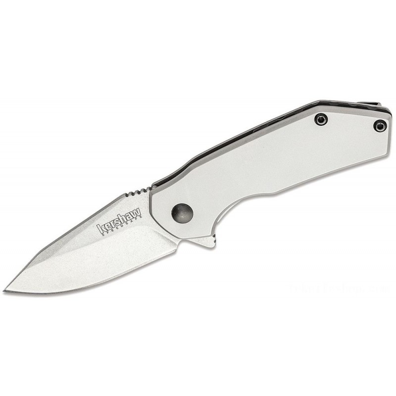 Sale - Kershaw 1375 Shutoff Assisted Flipper Knife 2.25 Stonewashed Decrease Aspect Cutter, Stainless Steel Handles - Curbside Pickup Crazy Deal-O-Rama:£21