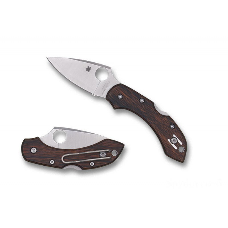 Black Friday Sale - Spyderco Dragonfly 2 Mahogany Pakkawood Exclusive - Blend Edge/Plain Side. - Online Outlet X-travaganza:£77