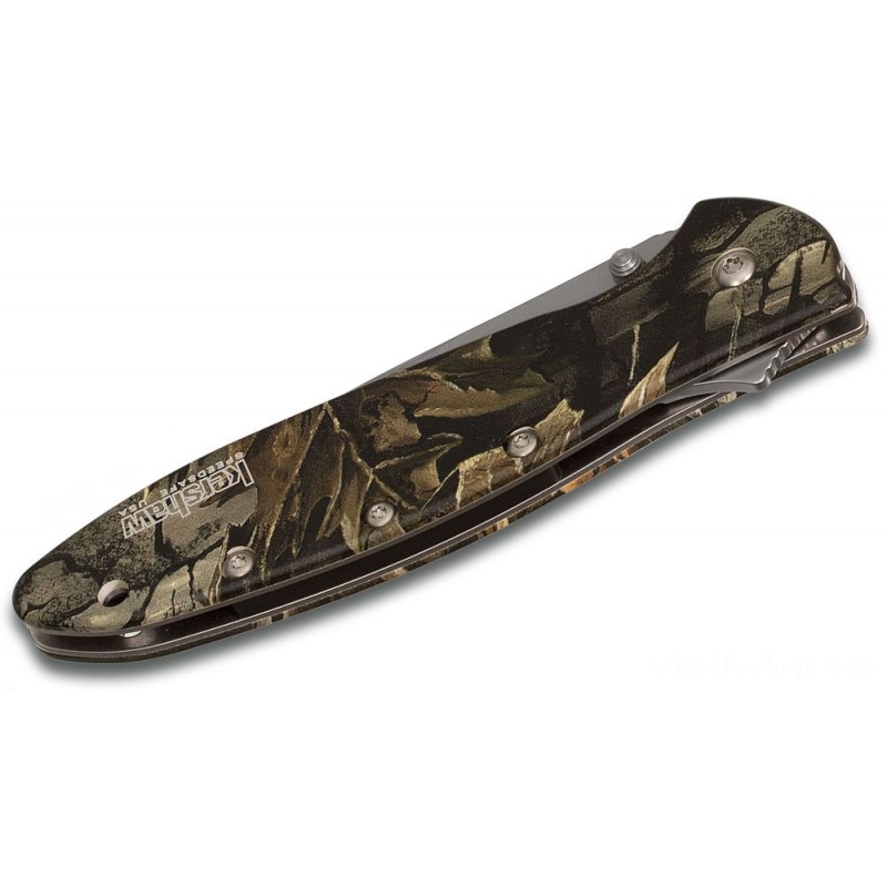 Kershaw 1660CAMO Ken Red Onion Leek Assisted Fin Blade 3 Bead Blast Ordinary Cutter, Camouflage Aluminum Manages