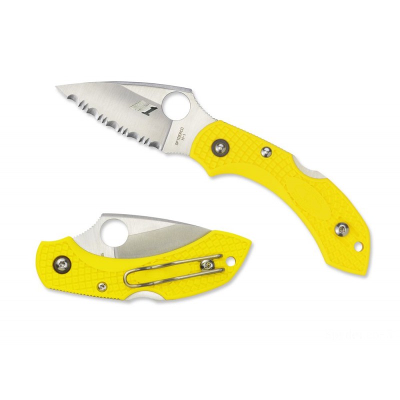 Final Clearance Sale - Spyderco Dragonfly 2 Sodium FRN Yellow Plain/Spyder Edge. - Virtual Value-Packed Variety Show:£47