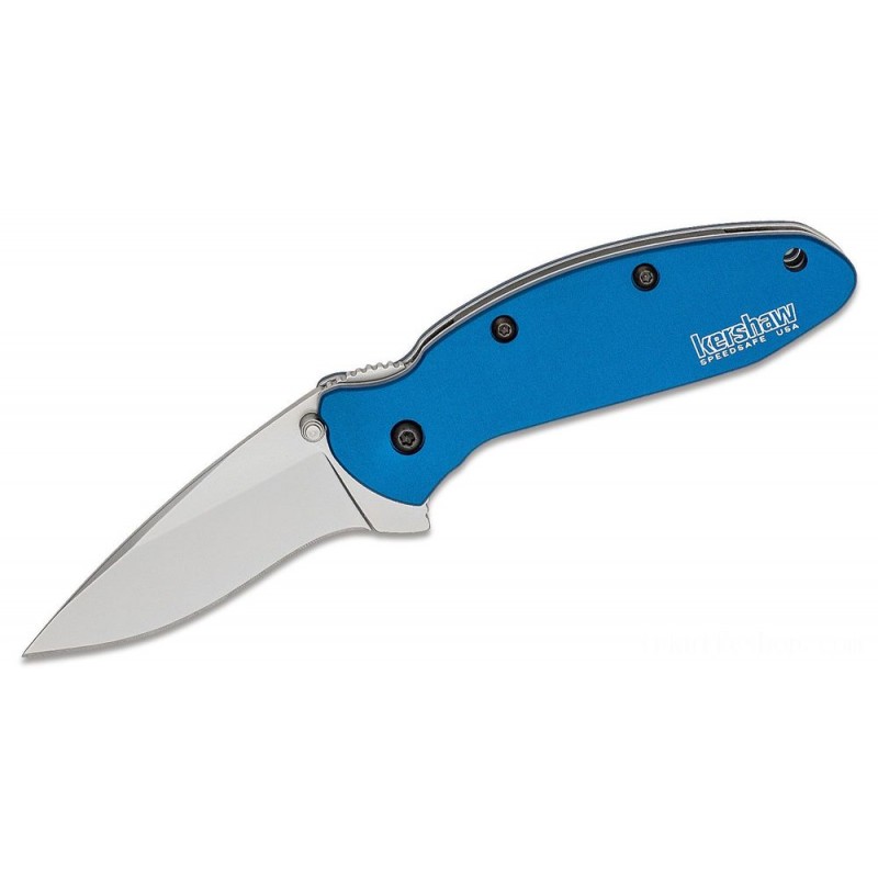 Kershaw 1620NB Ken Onion Scallion Assisted Fin Blade 2.25 Bead Blast Plain Cutter, Naval Force Blue Aluminum Takes Care Of