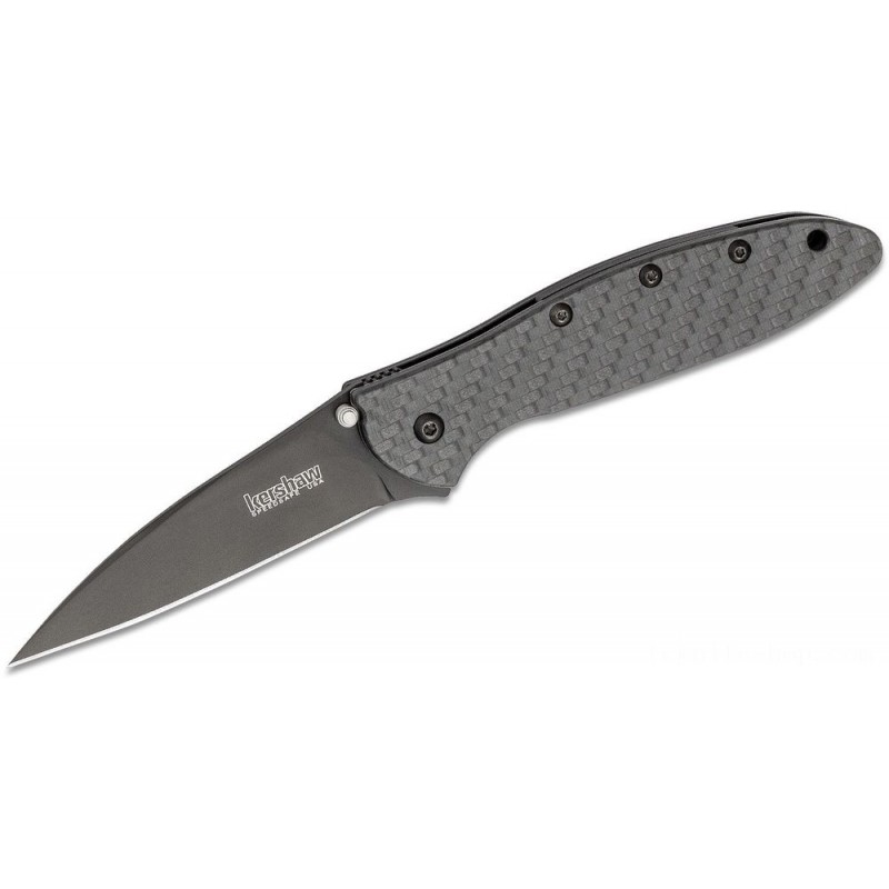Kershaw 1660GLCFBLK Limited Edition Ken Onion Leek Assisted Flipper Blade 3 CPM-154 Black DLC Cutter, Glow-in-the-Dark Carbon Thread Deals With