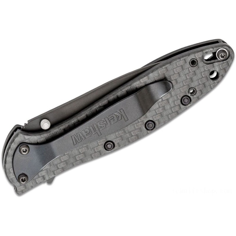 Kershaw 1660GLCFBLK Limited Edition Ken Onion Leek Assisted Flipper Knife 3 CPM-154 Dark DLC Cutter, Glow-in-the-Dark Carbon Dioxide Fiber Takes Care Of