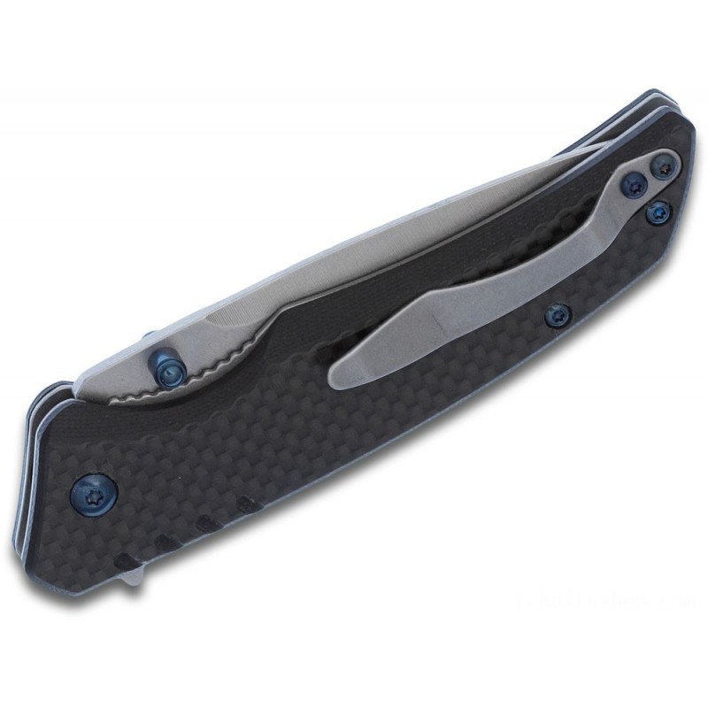 Kershaw 1336 Halogen Assisted Flipper Knife 3.25 Stonewashed Ordinary Cutter, Carbon Thread Over G10 Handles