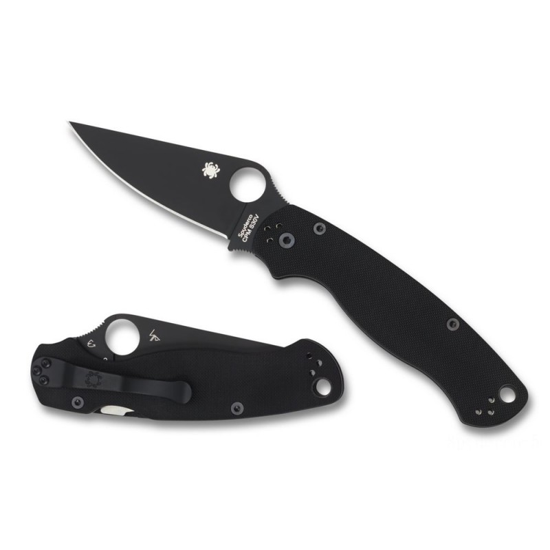 Price Reduction - Spyderco Para Military 2 G-10 Black/ Black Cutter —-- Plain Edge. - Give-Away Jubilee:£80