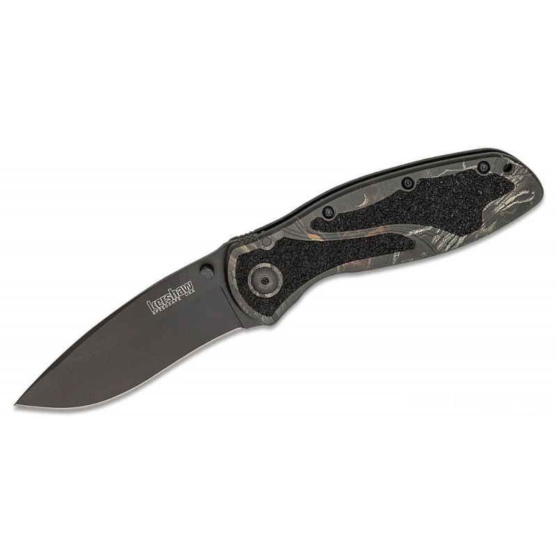 Kershaw 1670CAMO Ken Red Onion Blur Assisted Folding Blade 3.375 Black Level Blade, Camouflage Aluminum Manages