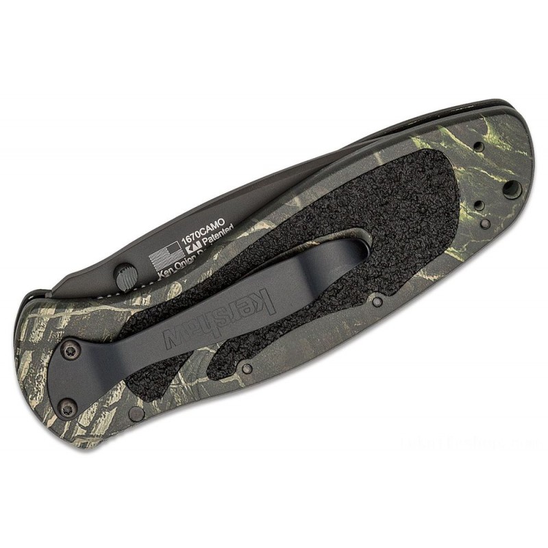 Kershaw 1670CAMO Ken Red Onion Blur Assisted Folding Knife 3.375 Afro-american Ordinary Cutter, Camouflage Aluminum Deals With
