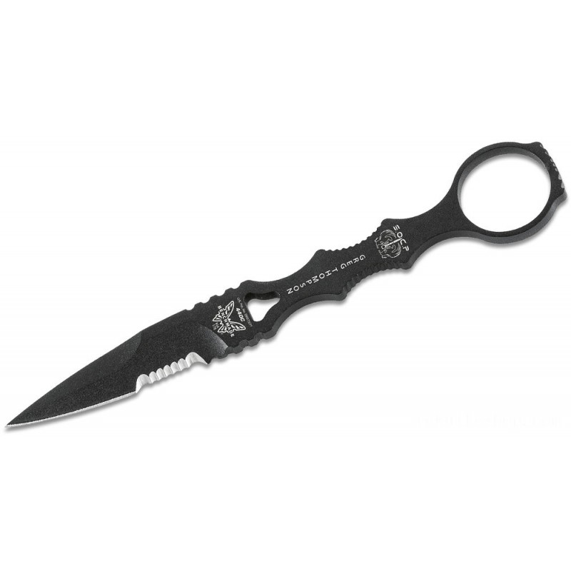 Benchmade SOCP Blade 3.22 Black Combination Cutter, Black Sheath - 178SBK