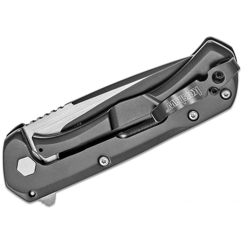Kershaw 1955 Showtime Assisted Flipper 3 Two-Tone Reduce Point Blade, Afro-american Steel Handles