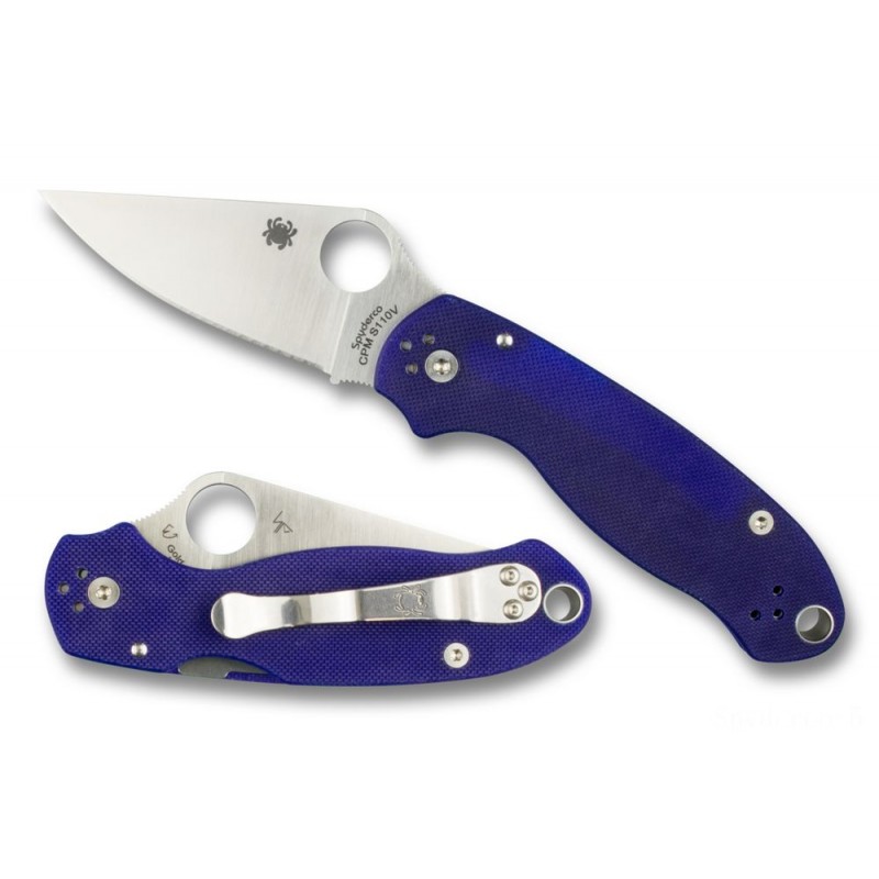 Labor Day Sale - Spyderco Para 3 G-10 Midnight Blue CPM S110V —-- Plain Edge. - Get-Together Gathering:£85