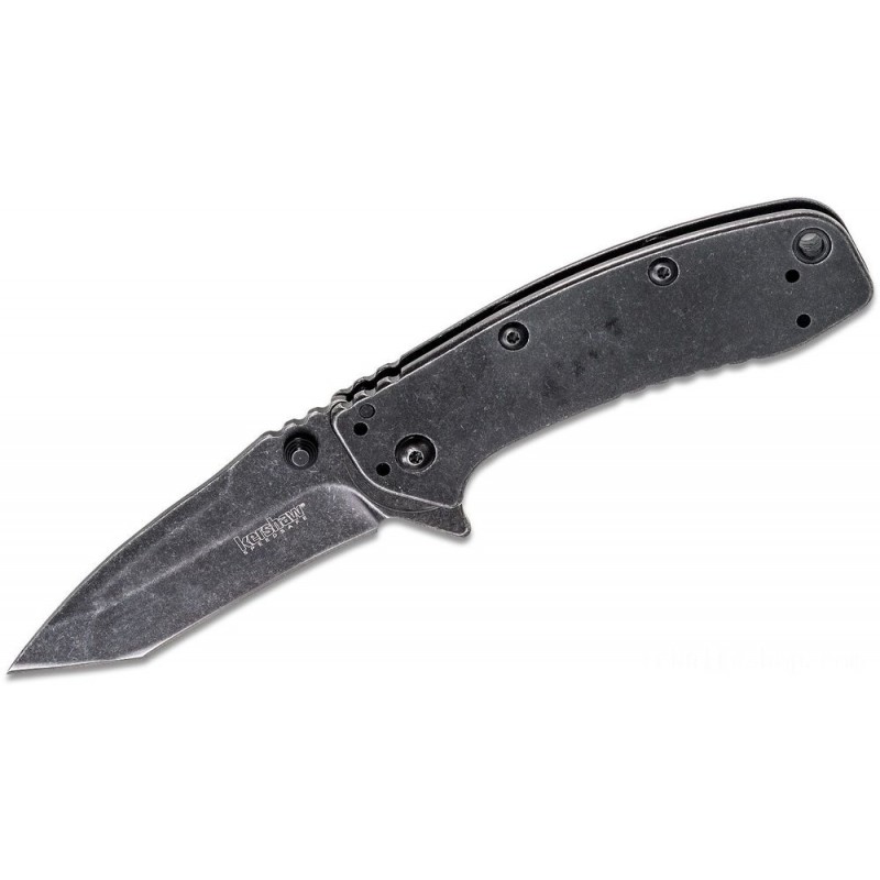 Kershaw 1556TBW Cryo II Assisted Fin Blade 3.25 Blackwashed Tanto Cutter, Rick Hinderer Framelock Concept