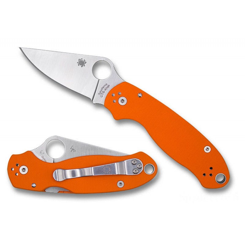 Everything Must Go - Spyderco Para 3 Orange Carpal Tunnel Syndrome XHP Level Side Exclusive - Mixture Edge/Plain Edge. - Extraordinaire:£75