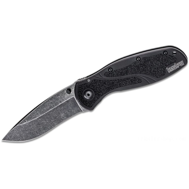 Kershaw 1670BW Blur by Ken Red Onion Assisted Foldable Knife 3-3/8 Blackwash Plain Blade, Black Aluminum Manages