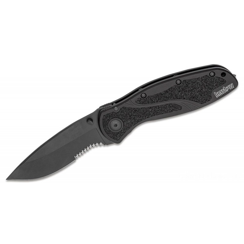 Kershaw 1670GBBLKST Ken Onion Blur Assisted Collapsable Blade 3-3/8 Dark Combo Blade, Glass Buster, African-american Light Weight Aluminum Deals With