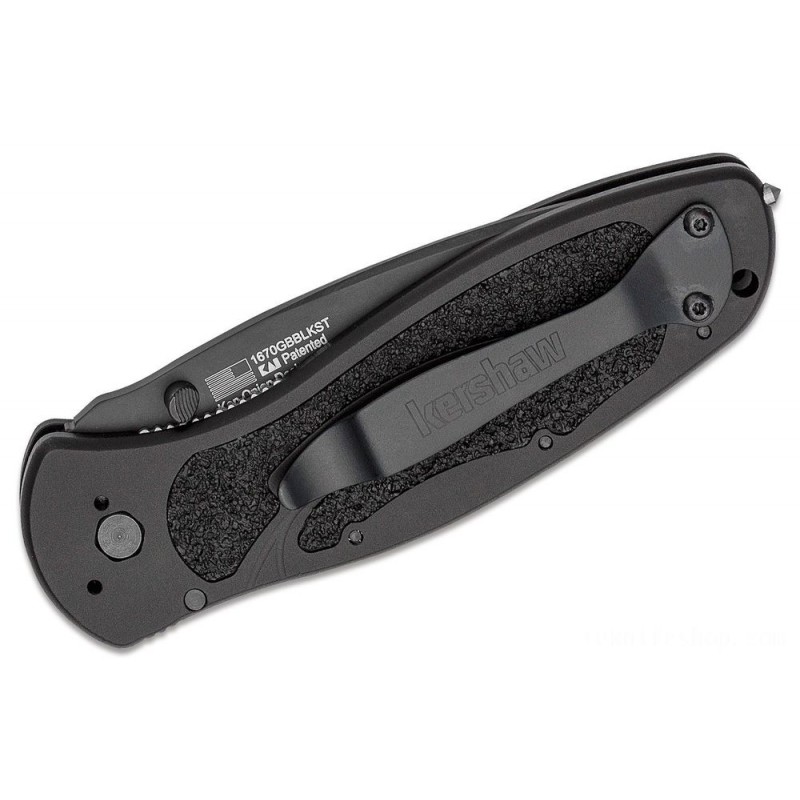 Kershaw 1670GBBLKST Ken Red Onion Blur Assisted Collapsable Knife 3-3/8 Dark Combination Blade, Glass Buster, Afro-american Aluminum Deals With