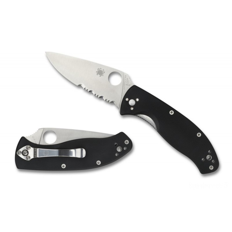 Buy One Get One Free - Spyderco Tenacious G-10 Black Combination/Plain/Spyder Side. - Christmas Clearance Carnival:£34