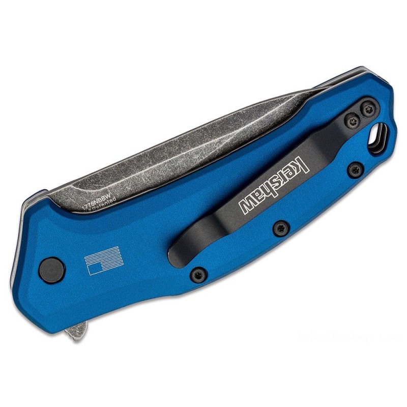 August Back to School Sale - Kershaw 1776NBBW Link Assisted Flipper Blade 3.25 Blackwash Ordinary Cutter, Naval Force Blue Light Weight Aluminum Takes Care Of - Fourth of July Fire Sale:£39