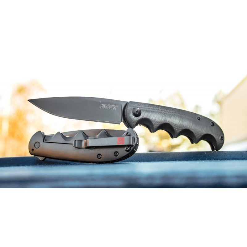 Kershaw 2340 Al Mar AM-5 Assisted Flipper 3.5 Black Drop Factor Blade, Afro-american G10 and Stainless-steel Manages