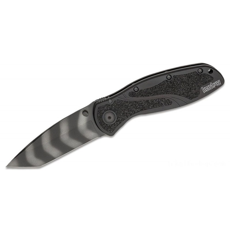 Kershaw 1670TTS Ken Onion Blur Assisted Collapsable Blade 3.4 BDZ1 Leopard Stripe Level Tanto Cutter, African-american Light Weight Aluminum Deals With