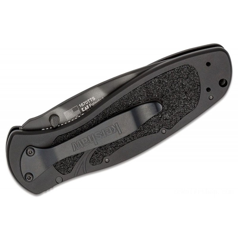 Kershaw 1670TTS Ken Red Onion Blur Assisted Collapsable Blade 3.4 BDZ1 Leopard Red Stripe Ordinary Tanto Cutter, Black Light Weight Aluminum Manages