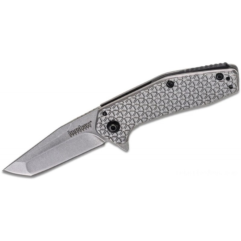 Kershaw 1324 Cathode Assisted Fin Knife 2.25 Stonewashed Tanto Cutter, Stainless Steel Takes Care Of