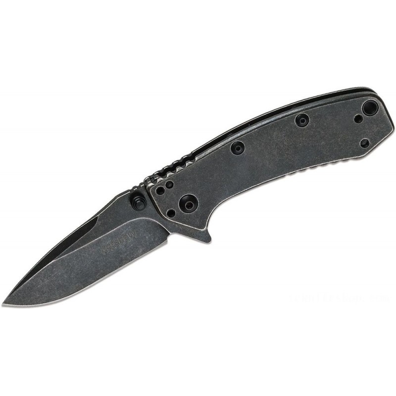 Kershaw 1555BW Cryo Assisted Flipper Knife 2.75 Blackwash Plain Blade and also Stainless-steel Handles